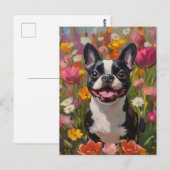 Boston Terrier Kleurrijke Wildflower Field Briefkaart (Voorkant / Achterkant)