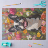 Boston Terrier Kleurrijke Wildflower Field Decoupa Tissuepapier (Craft)