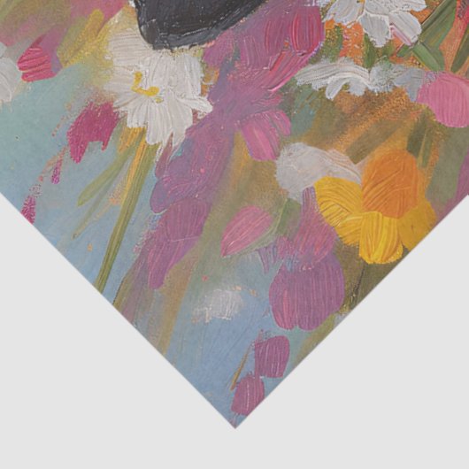 Boston Terrier Kleurrijke Wildflower Field Decoupa Tissuepapier (Detail)