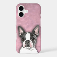 Boston Terrier-koffer met leuke hond-telefoon