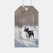 Boston Terrier Laat het Sneeuwen Kerstmis Cadeaulabel (Achterkant)