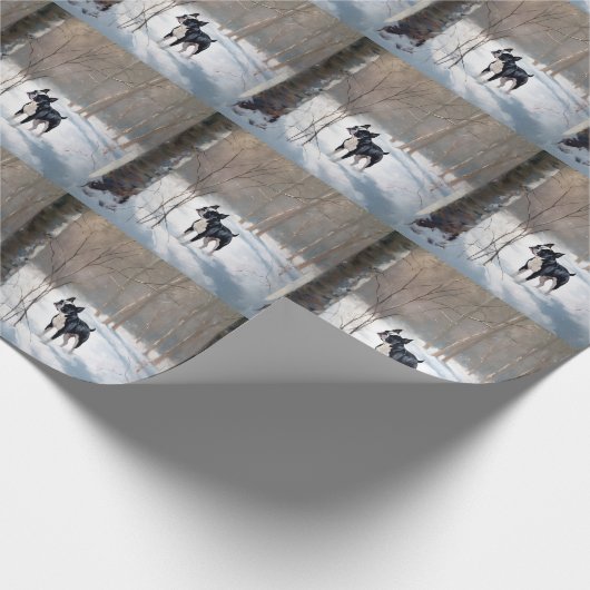 Boston Terrier Laat het sneeuwen Kerstmis Cadeaupapier (Hoek)