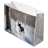 Boston Terrier Laat het sneeuwen Kerstmis Groot Cadeauzakje (Achterkant Gekanteld)