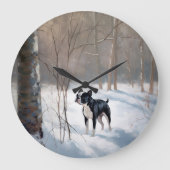 Boston Terrier Laat het sneeuwen Kerstmis Grote Klok (Voorkant)