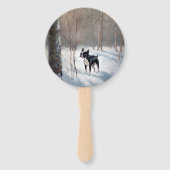 Boston Terrier Laat het sneeuwen Kerstmis Handwaaier (Voorkant)