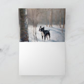 Boston Terrier Laat het sneeuwen Kerstmis Kaart (Binnen)