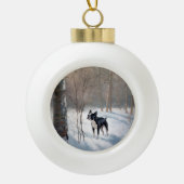 Boston Terrier Laat het sneeuwen Kerstmis Keramische Bal Ornament (Voorkant)