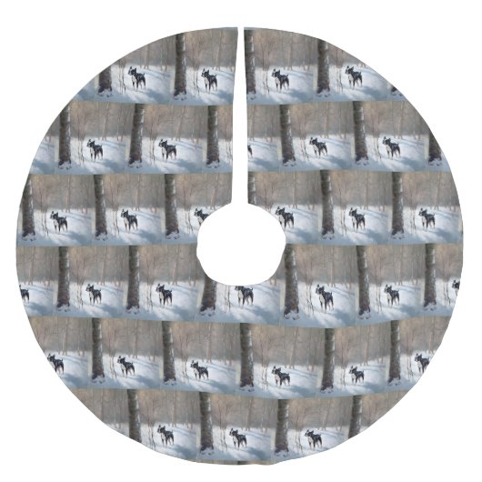 Boston Terrier Laat het sneeuwen Kerstmis Kerstboom Rok (Voorkant)