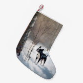 Boston Terrier Laat het sneeuwen Kerstmis Kleine Kerstsok (Voorkant (Hangend))