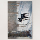 Boston Terrier Laat het sneeuwen Kerstmis Legpuzzel (Verticaal)