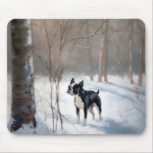 Boston Terrier Laat het sneeuwen Kerstmis Muismat (Voorkant)