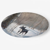 Boston Terrier Laat het sneeuwen Kerstmis Papieren Bordje (Gekanteld)