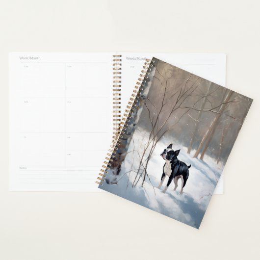 Boston Terrier Laat het Sneeuwen Kerstmis Planner (Display)
