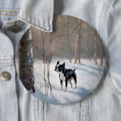 Boston Terrier Laat het sneeuwen Kerstmis Ronde Button 6,0 Cm (In situ)