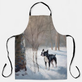 Boston Terrier Laat het sneeuwen Kerstmis Schort (Voorkant)