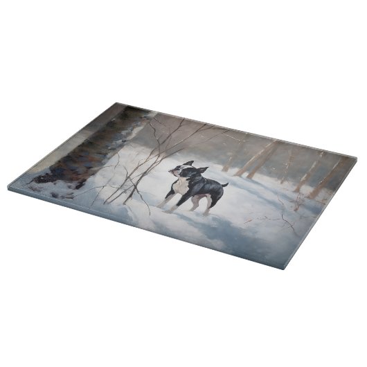 Boston Terrier Laat het sneeuwen Kerstmis Snijplank (Hoek)
