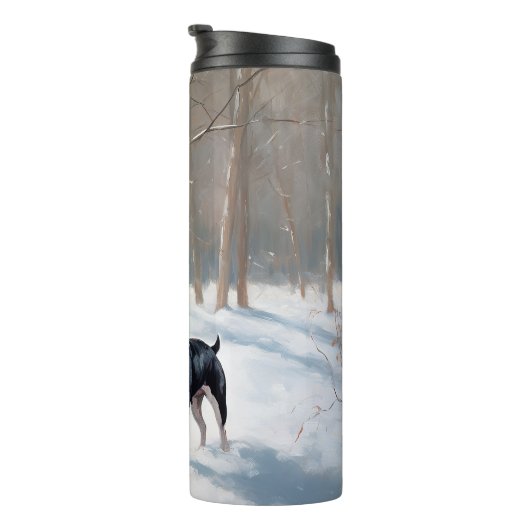 Boston Terrier Laat het sneeuwen Kerstmis Thermosbeker (Geroteerd rechts)