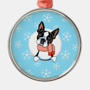 Boston Terrier laat het sneeuwen Metalen Ornament
