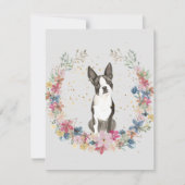 Boston Terrier Lente Bloemen Monogram Notitiekaartje (Voorkant)