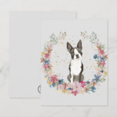 Boston Terrier Lente Bloemen Monogram Notitiekaartje (Voorkant / Achterkant)