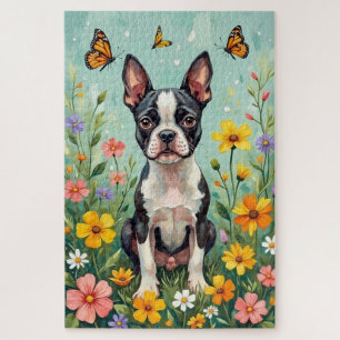Boston Terrier Lente Botanische Tuin Hond Legpuzzel