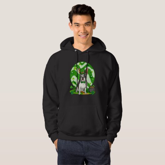Boston Terrier Leprechaun Dog St  Patricks Day Luc Hoodie (Voorkant volledig)
