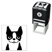 Boston Terrier Leuke Hond Gezicht Zelfinktende Stempel (In situ)