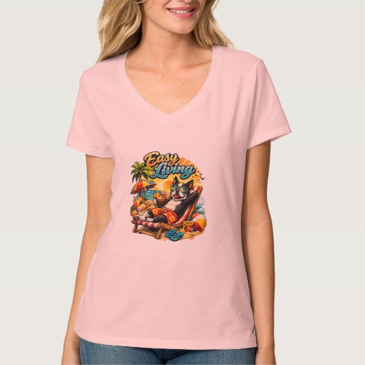 Boston Terrier Leven Gemakkelijk Leven T-shirt (Voorkant)