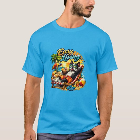 Boston Terrier Leven Gemakkelijk Leven T-shirt (Voorkant)