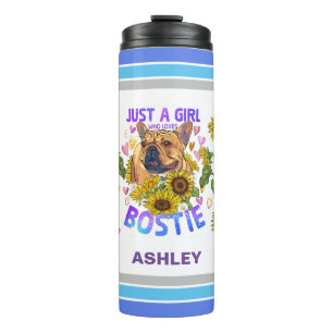 Boston terrier Liefhebber Zonnebloem Trainer Bloem Thermosbeker