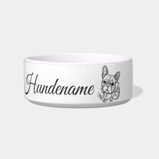 Boston Terrier Line Art personalized bowl Voerbakje (Voorkant)