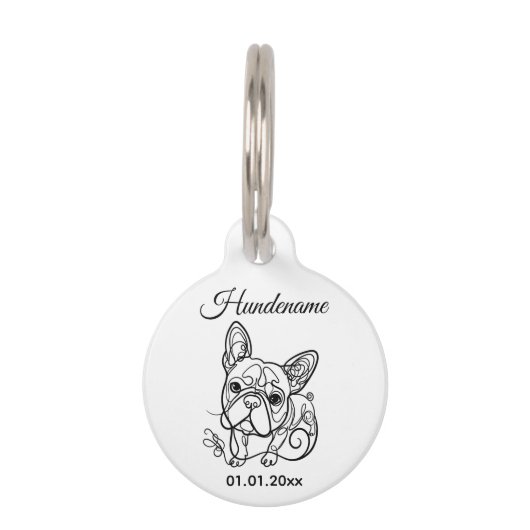 Boston Terrier Line Art Personalized Tag Huisdierpenning (Voorkant)