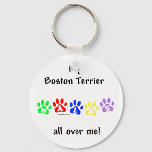 Boston Terrier loopt over me heen - Sleutelhanger