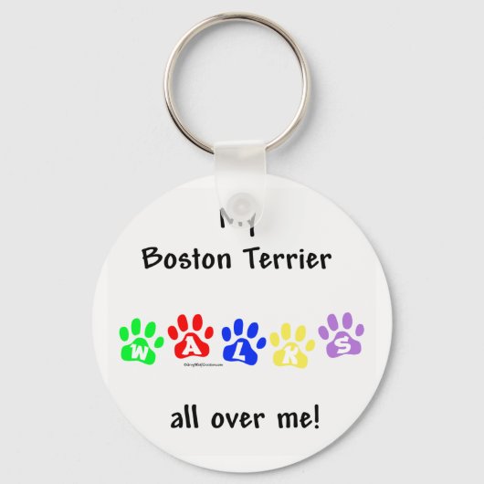 Boston Terrier loopt over me heen - Sleutelhanger (Voorkant)