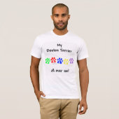 Boston Terrier loopt over me heen T-shirt (Voorkant volledig)