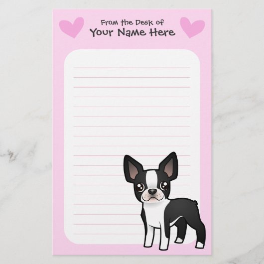 Boston Terrier Love Briefpapier (Voorkant)