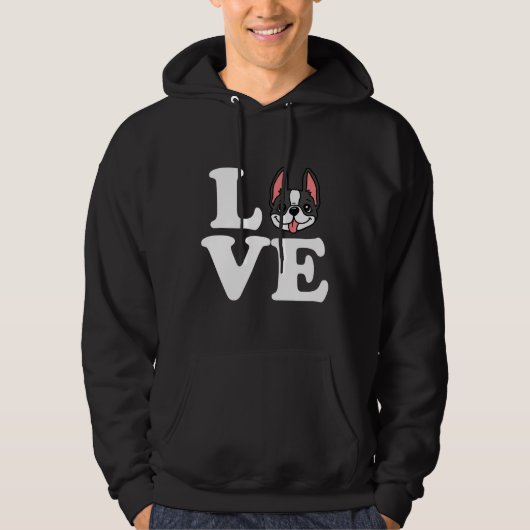 Boston Terrier Love Dog Apparel Hoodie (Voorkant)