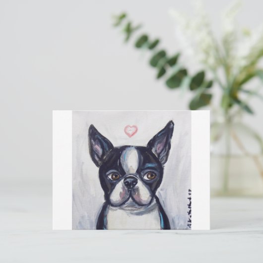 Boston Terrier Love hart Briefkaart (Staand voorkant)
