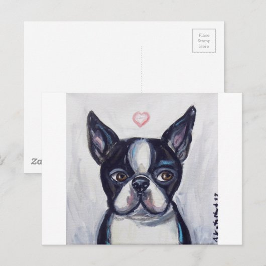 Boston Terrier Love hart Briefkaart (Voorkant / Achterkant)