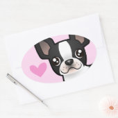 Boston Terrier Love Ovale Sticker (Envelop)