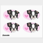 Boston Terrier Love Ovale Sticker (Vel)