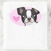 Boston Terrier Love Ovale Sticker (Tas)
