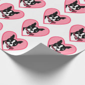 Boston Terrier Love Pink hoort snoeppapier Cadeaupapier (Hoek)