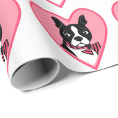 Boston Terrier Love Pink hoort snoeppapier Cadeaupapier (Rol Hoek)