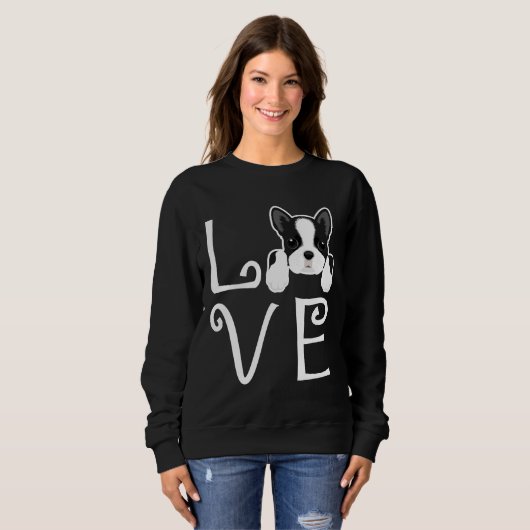Boston Terrier Love Relaxed Fit Trui (Voorkant volledig)