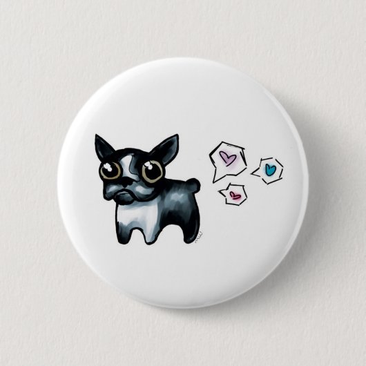 Boston Terrier Love Ronde Button 5,7 Cm (Voorkant)