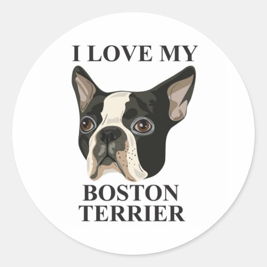 Boston Terrier Love Ronde Sticker (Voorkant)
