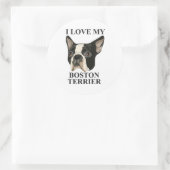 Boston Terrier Love Ronde Sticker (Tas)