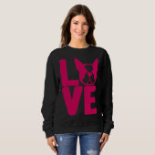 Boston Terrier Love Square in Pink Relaxed Fit Trui (Voorkant volledig)