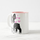 Boston Terrier Love Tweekleurige Koffiemok (Voorkant links)